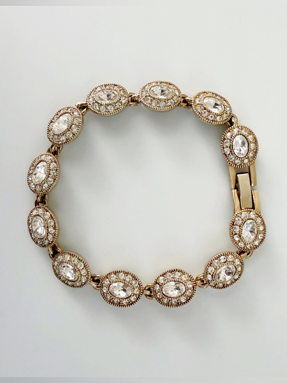 CAROLEE Gold Tone Rhinestones Glass Statement Bracelet